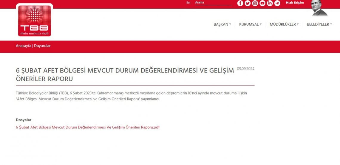 6 ŞUBAT AFET BÖLGESİ MEVCUT DURUM DEĞERLENDİRMESİ VE GELİŞİM ÖNERİLER RAPORU